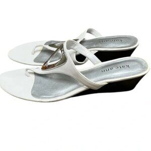 Kate Ann White wedge Sandals Size